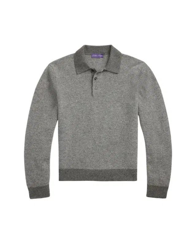 Men's Cashmere Long-Sleeve Polo Sweater
