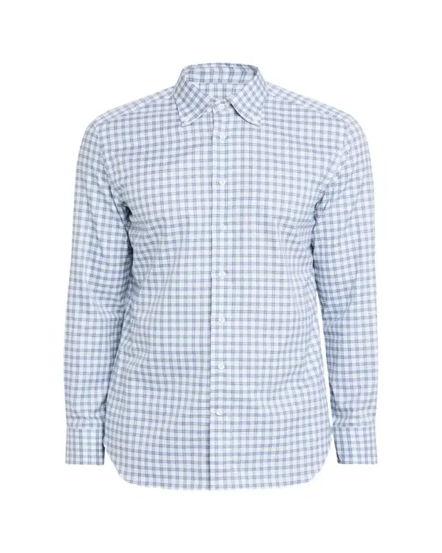 Men's Cotton Plaid Button-Collar Sport Shirt