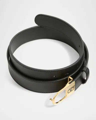 Valentino Garavani VLogo Signature Enameled Logo Leather Belt, 30mm | Thumbnail 2