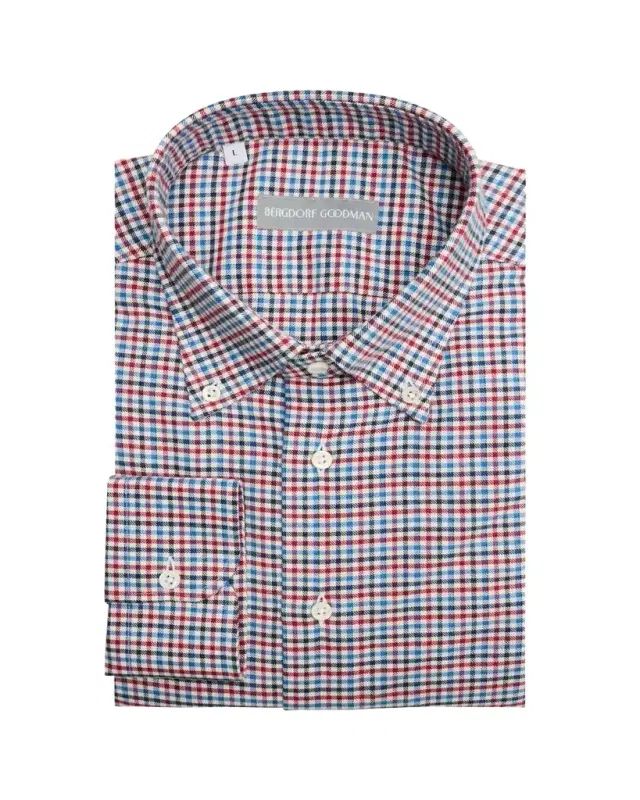 Men's Cotton Gingham Button-Collar Sport Shirt