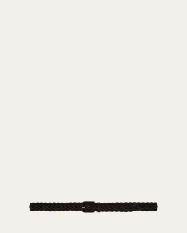 Giorgio Armani Men's Covered-Buckle Braided Leather Belt | Thumbnail 7 Giorgio Armani Men's Covered-Buckle Braided Leather Belt | Thumbnail 7