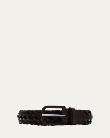 Giorgio Armani Men's Covered-Buckle Braided Leather Belt | Thumbnail 8 Giorgio Armani Men's Covered-Buckle Braided Leather Belt | Thumbnail 8