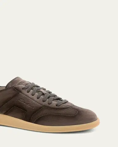 Santoni Men's Oly Burnished Suede Low-Top Sneakers | Thumbnail 2