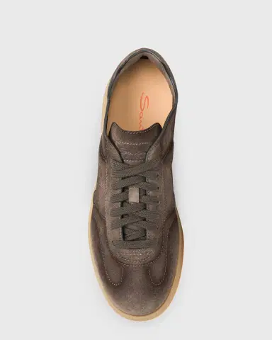 Santoni Men's Oly Burnished Suede Low-Top Sneakers | Thumbnail 4