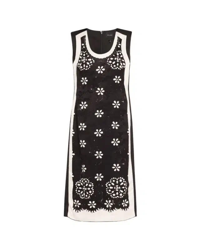 Trompe Loeil Eyelet Sleeveless Midi Dress