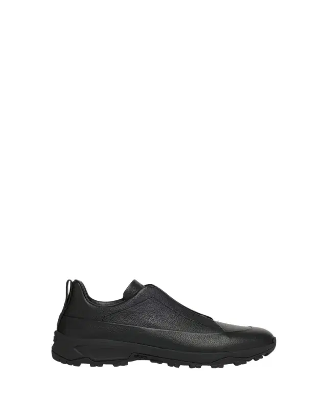 ZEGNA Men's Triple Stitch Monte Grained Leather Slip-On Sneakers