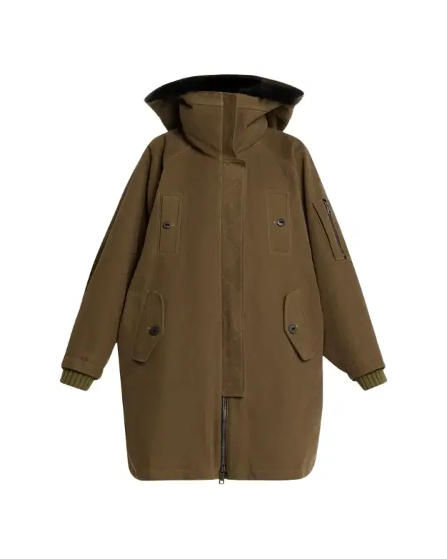 Lamb Shearling Lined Oversized Hooded Bomber Jacket