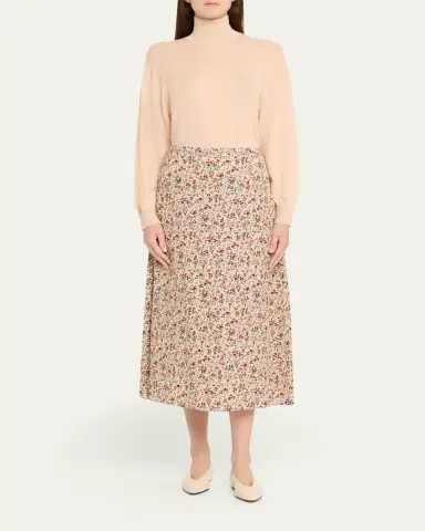 Loro Piana Simona Floral-Print Silk Twill Midi Skirt | Thumbnail 2