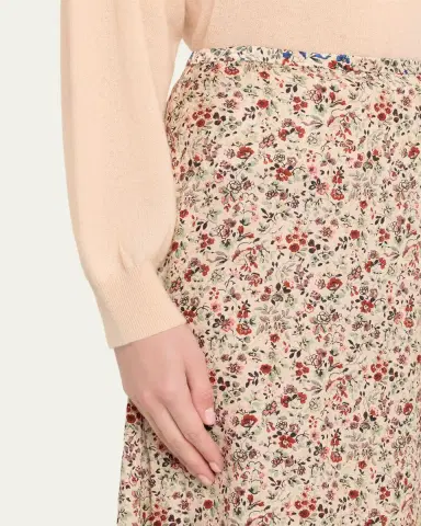 Loro Piana Simona Floral-Print Silk Twill Midi Skirt | Thumbnail 5