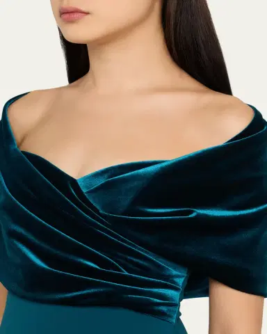 Badgley Mischka A-Line Sweetheart Gown with Velvet Cape | Thumbnail 5 Badgley Mischka A-Line Sweetheart Gown with Velvet Cape | Thumbnail 5