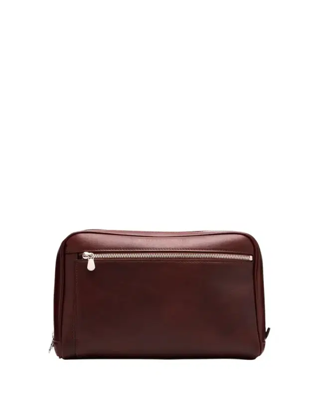 Men's Leather Double-Zip Toiletry Case