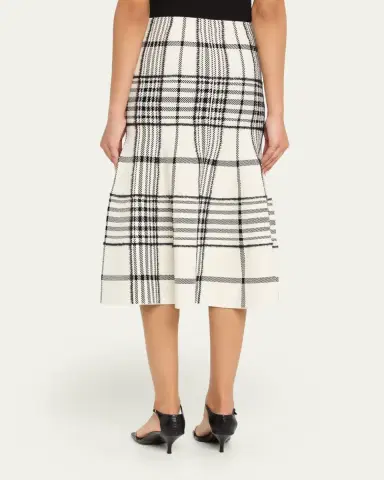 Brandon Maxwell Rory Check Flare Midi Skirt | Thumbnail 3 Brandon Maxwell Rory Check Flare Midi Skirt | Thumbnail 3