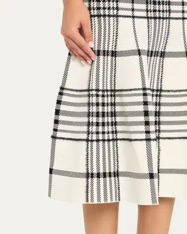 Brandon Maxwell Rory Check Flare Midi Skirt | Thumbnail 5 Brandon Maxwell Rory Check Flare Midi Skirt | Thumbnail 5