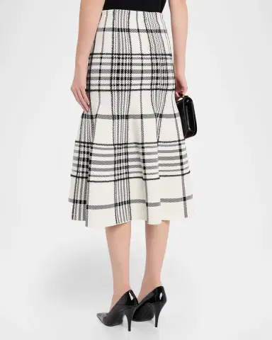 Brandon Maxwell Rory Check Flare Midi Skirt | Thumbnail 7 Brandon Maxwell Rory Check Flare Midi Skirt | Thumbnail 7