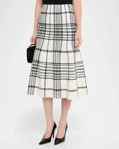 Brandon Maxwell Rory Check Flare Midi Skirt | Thumbnail 8 Brandon Maxwell Rory Check Flare Midi Skirt | Thumbnail 8