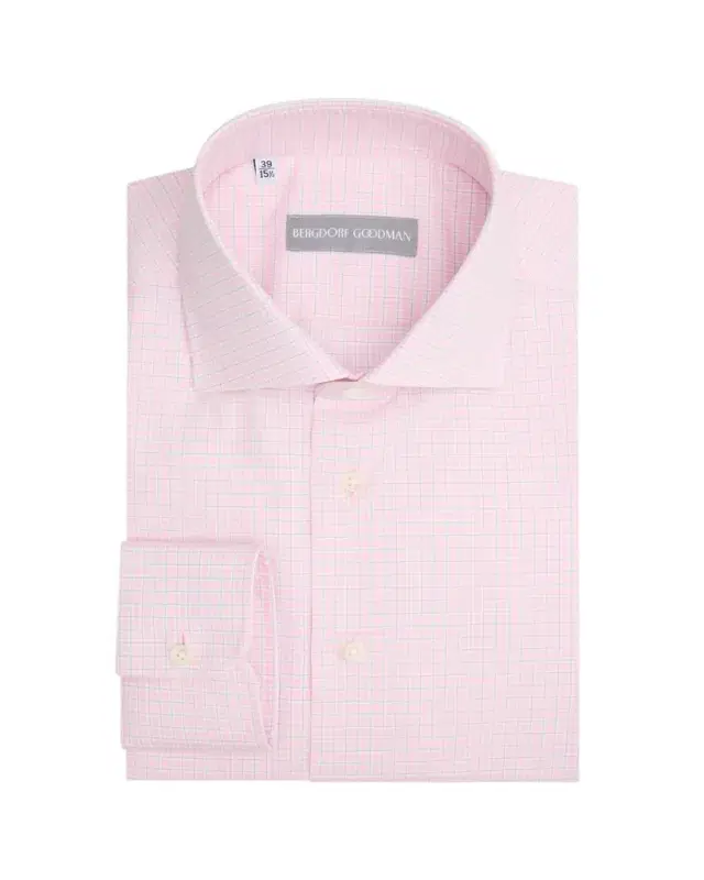 Men's Mini Check Button-Front Dress Shirt