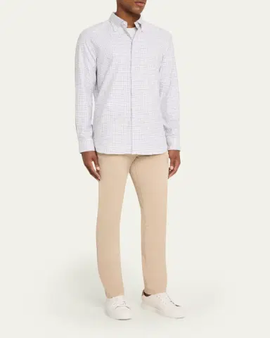 Bergdorf Goodman Men's Cotton Multi-Check Button-Collar Sport Shirt | Thumbnail 2