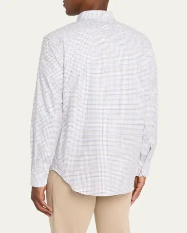 Bergdorf Goodman Men's Cotton Multi-Check Button-Collar Sport Shirt | Thumbnail 3