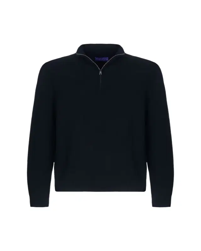 Piqué-Knit Wool Quarter-Zip Sweater