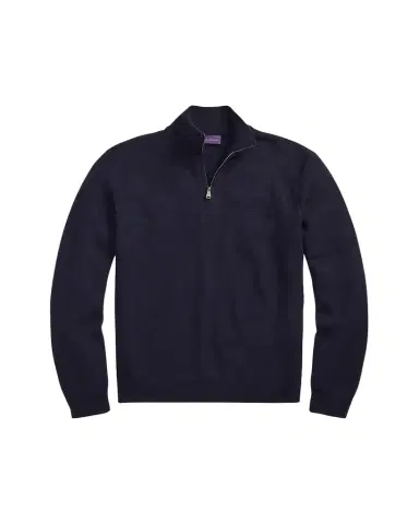 Ralph Lauren Purple Label Piqué-Knit Wool Quarter-Zip Sweater | Thumbnail 1
