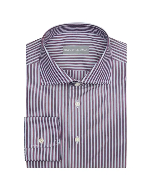 Men's Cotton Pinstripe Spread-Collar Dress Shirt