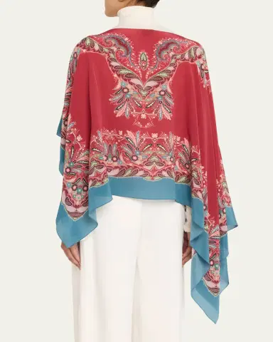 Etro Asymmetric Paisley Silk Poncho | Thumbnail 3 Etro Asymmetric Paisley Silk Poncho | Thumbnail 3