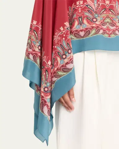 Etro Asymmetric Paisley Silk Poncho | Thumbnail 5 Etro Asymmetric Paisley Silk Poncho | Thumbnail 5