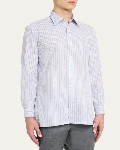 Charvet Men's Cotton Multi-Stripe Sport Shirt | Thumbnail 4 Charvet Men's Cotton Multi-Stripe Sport Shirt | Thumbnail 4