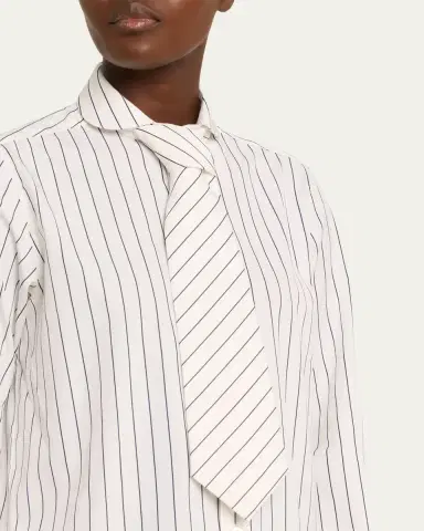 SÉBLINE Striped Neck-Tie Button-Down Shirt | Thumbnail 5