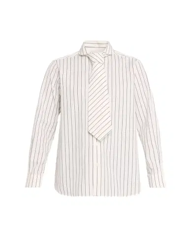 SÉBLINE Striped Neck-Tie Button-Down Shirt | Thumbnail 1