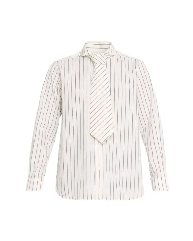 Striped Neck-Tie Button-Down Shirt
