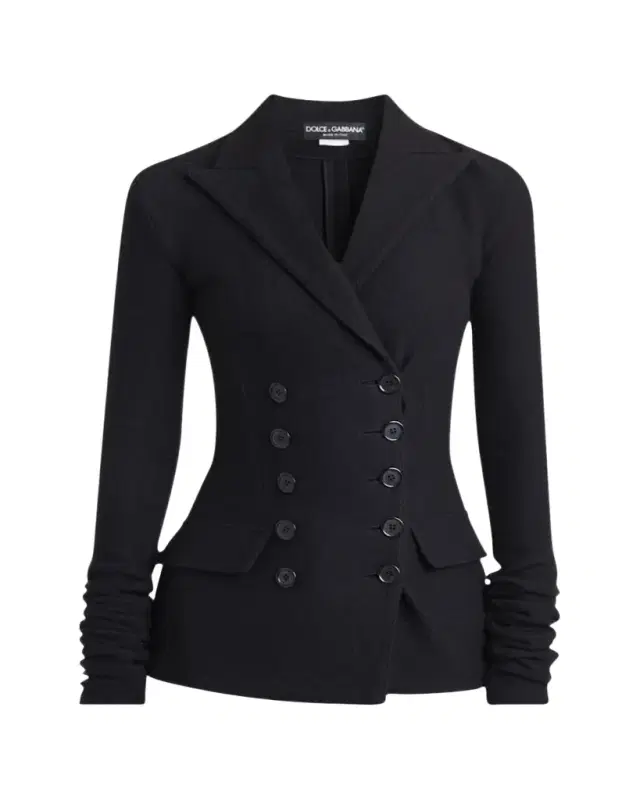 Fitted Double-Breasted Wool Blazer