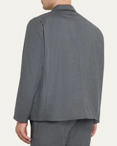 KNT Men's Wool Sharkskin Button-Front Bomber Jacket | Thumbnail 3