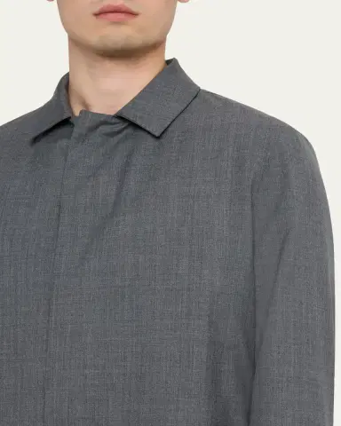 KNT Men's Wool Sharkskin Button-Front Bomber Jacket | Thumbnail 5