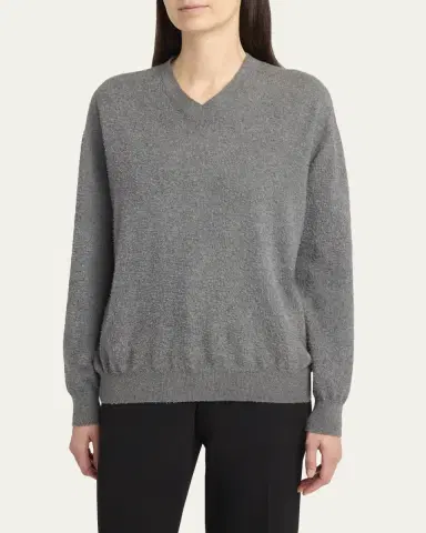 THE ROW Lomika Textured V-Neck Top | Thumbnail 4