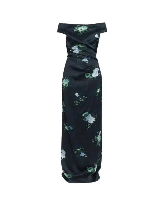 Erdem Abstract Rose Off-Shoulder Gown