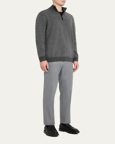 Loro Piana Men's Roadster Cashmere Quarter-Zip Sweater | Thumbnail 11
