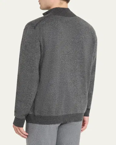 Loro Piana Men's Roadster Cashmere Quarter-Zip Sweater | Thumbnail 12