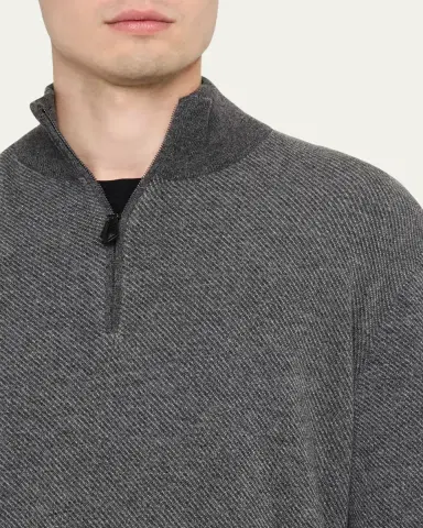 Loro Piana Men's Roadster Cashmere Quarter-Zip Sweater | Thumbnail 14