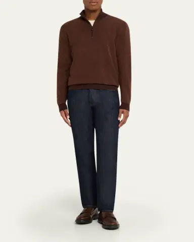 Loro Piana Men's Roadster Cashmere Quarter-Zip Sweater | Thumbnail 15