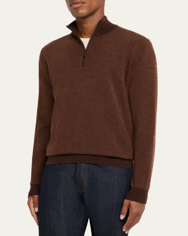 Loro Piana Men's Roadster Cashmere Quarter-Zip Sweater | Thumbnail 17