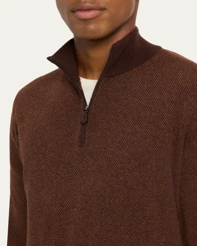 Loro Piana Men's Roadster Cashmere Quarter-Zip Sweater | Thumbnail 18