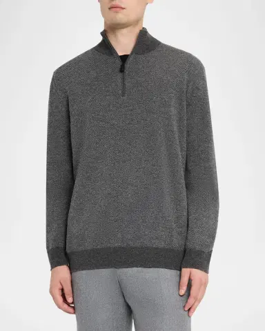 Loro Piana Men's Roadster Cashmere Quarter-Zip Sweater | Thumbnail 3