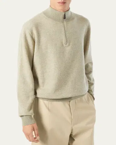 Loro Piana Men's Roadster Cashmere Quarter-Zip Sweater | Thumbnail 21