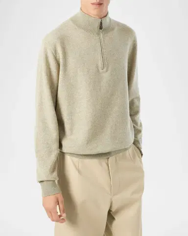 Loro Piana Men's Roadster Cashmere Quarter-Zip Sweater | Thumbnail 25