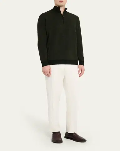 Loro Piana Men's Roadster Cashmere Quarter-Zip Sweater | Thumbnail 6