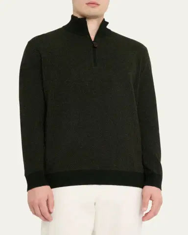 Loro Piana Men's Roadster Cashmere Quarter-Zip Sweater | Thumbnail 8