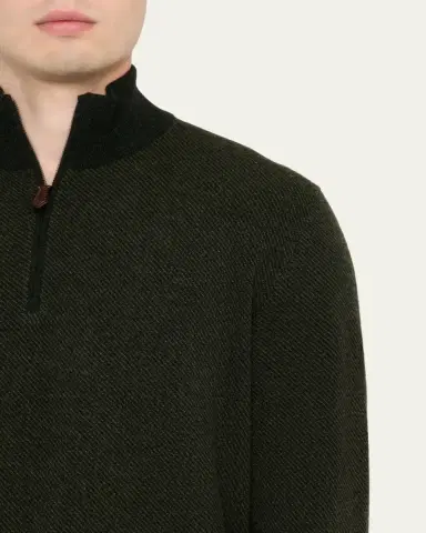 Loro Piana Men's Roadster Cashmere Quarter-Zip Sweater | Thumbnail 9