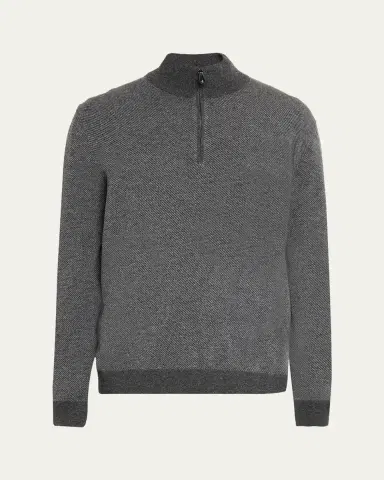 Loro Piana Men's Roadster Cashmere Quarter-Zip Sweater | Thumbnail 10