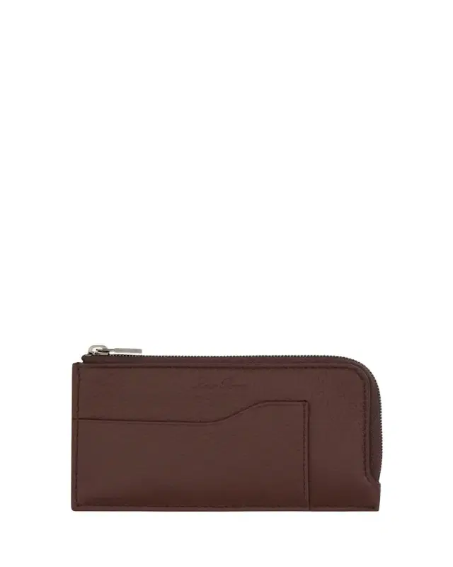 Men's Extra Grained Calfskin Zip Card Holder